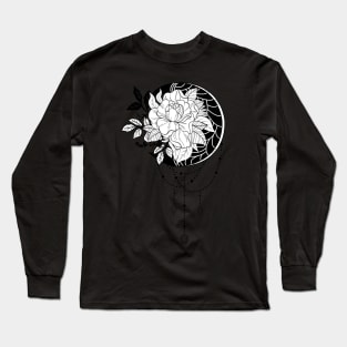 Wonderful moon with flower, lineart Long Sleeve T-Shirt